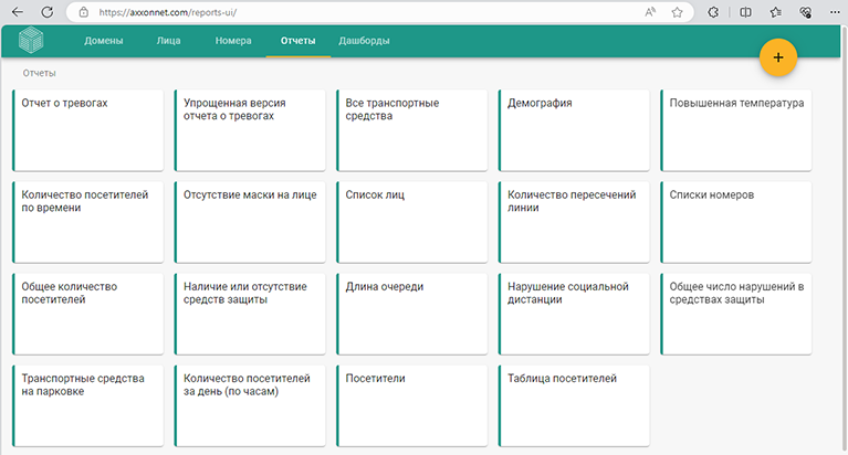 Панель отчетов в облаке AxxonNet