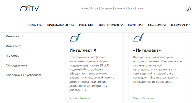 Наименование и краткое описание ПО на сайте ITV